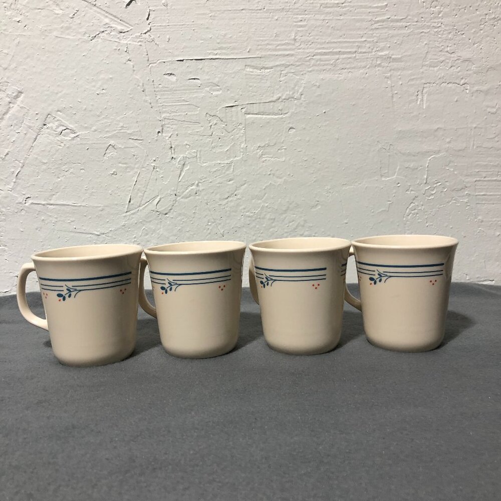 Vintage Corning USA Corelle Country Violets Coffee Mugs Tea Cups Set of 4